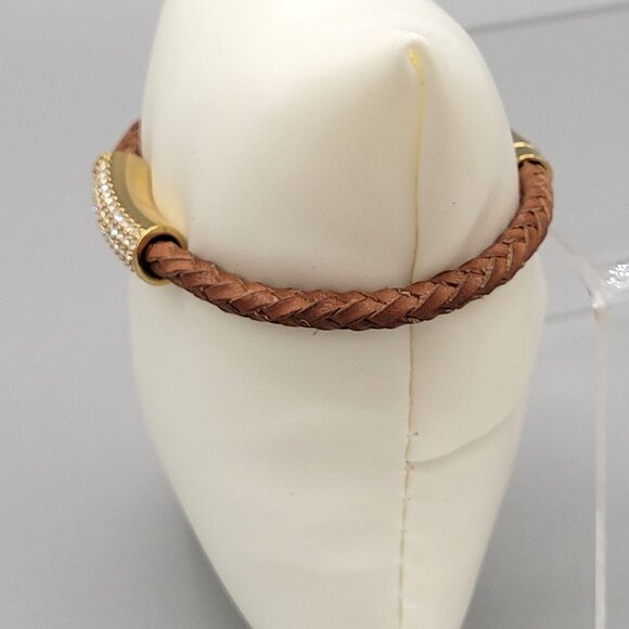 Michael Kors Braided Cord Clasp Bracelet With Pave Set Crystal Accent Signed - Picture 3 of 7